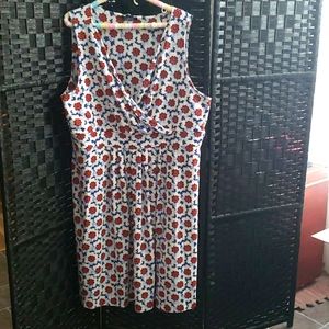 NWOT LANDSEND SLEEVELESS V NECK FLORAL DRESS SIZE 3X